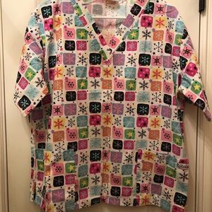 Winter snowflake scrub top